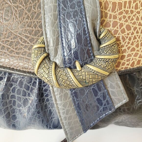 Vintage Rivage Patchwork  Exotic Frog Skin Design Crossbody/Shoulde - Picture 3 of 11